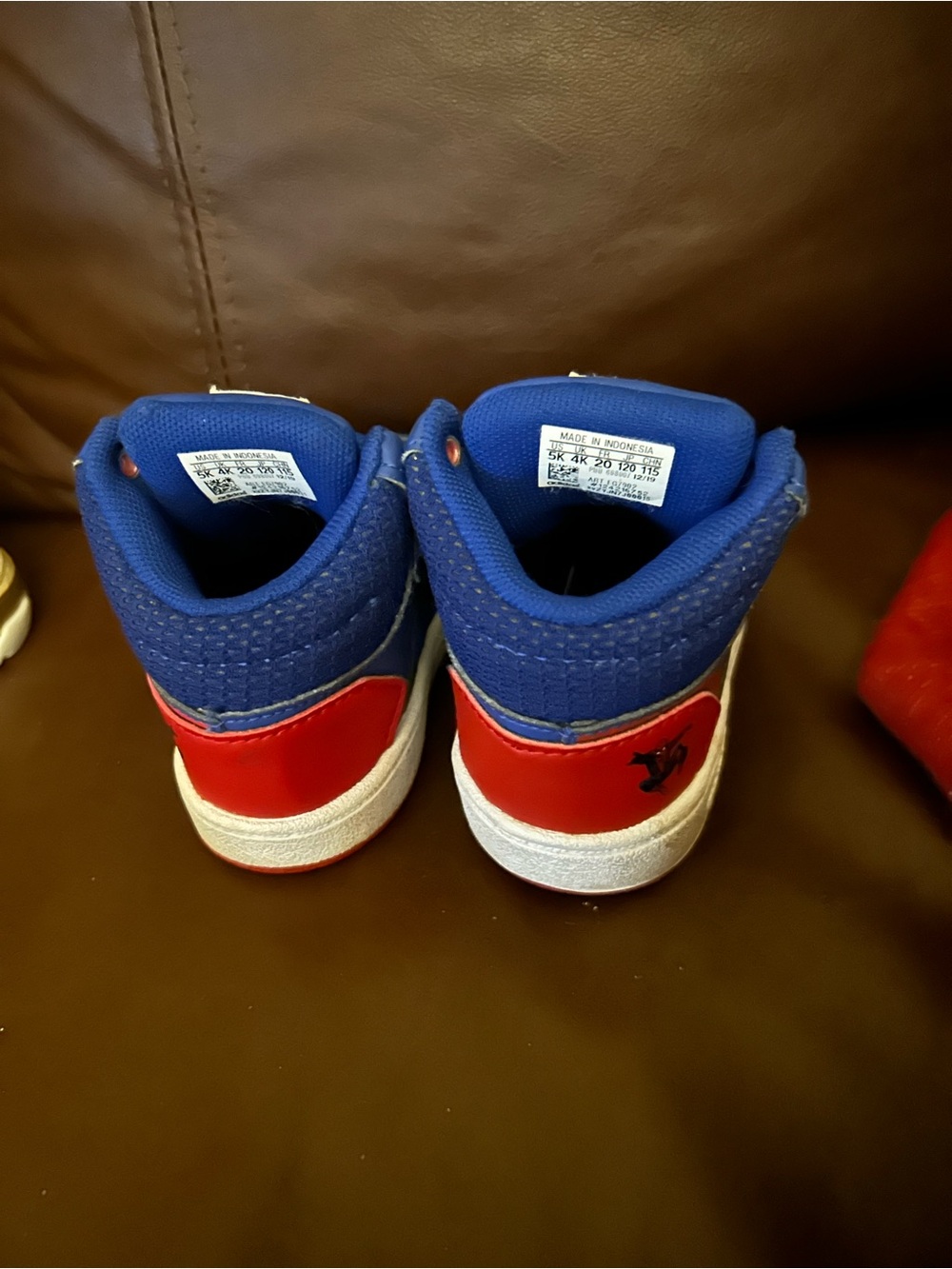 adidas Kids Blue and Red High-Top Sneakers
